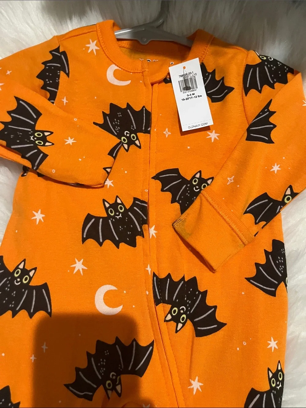 Old Navy Orange Bat Print Footed Baby One-Piece